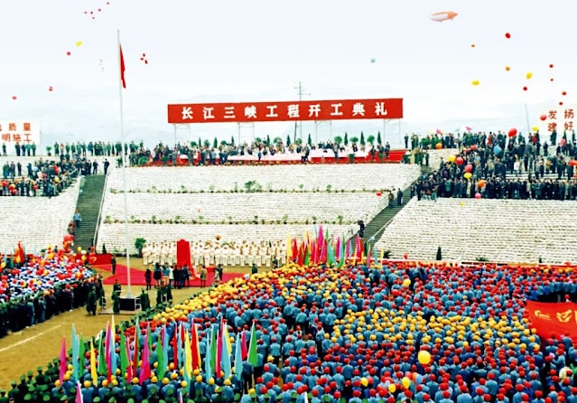 The inauguration ceremony of the Three Gorges Project.